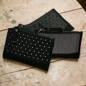 Three Marmi Black/Gray/White Polka Dot Stripe Zippered Coin Purses
